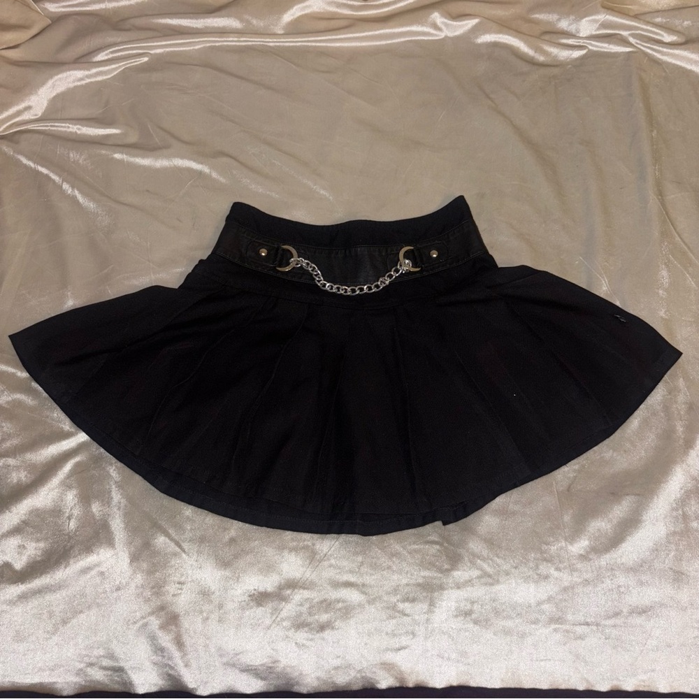 Royal Bones Black Mini Skirt with Chain Accent